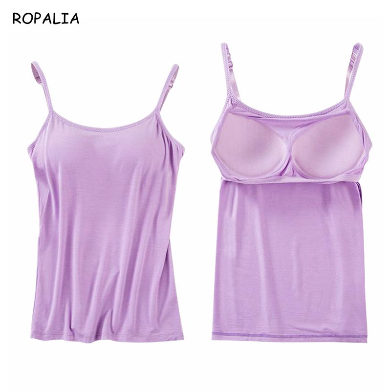 Ladies' Summer Camisole with Built in Bra Padded Slim Tank Top Soft and  Comfy