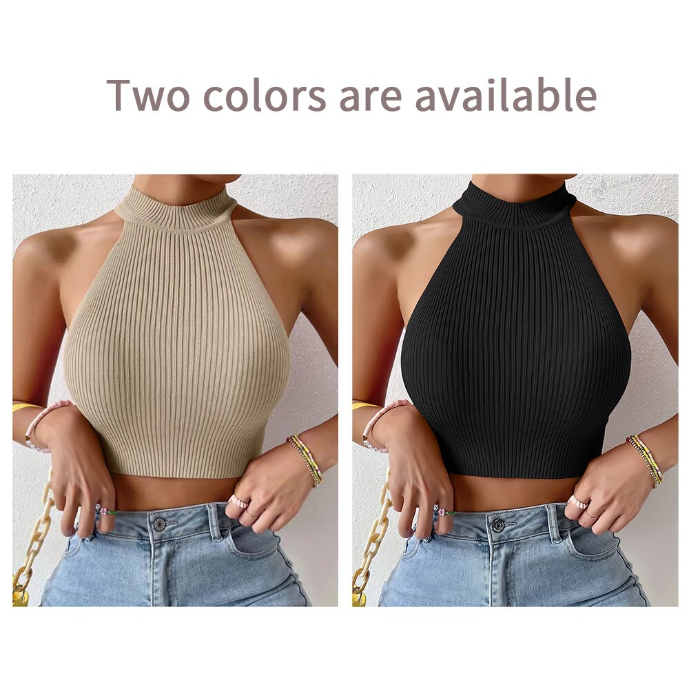Women Sexy Halter Neck knitting Strapless Tank Top Sweater - The Little  Connection